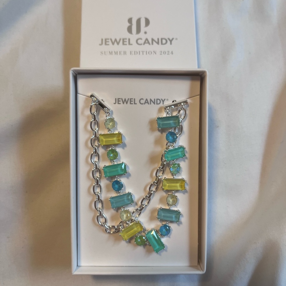 Bomb Party Jewel Candy - The Hazel -Silver and Blue Bracelet with Organic Design